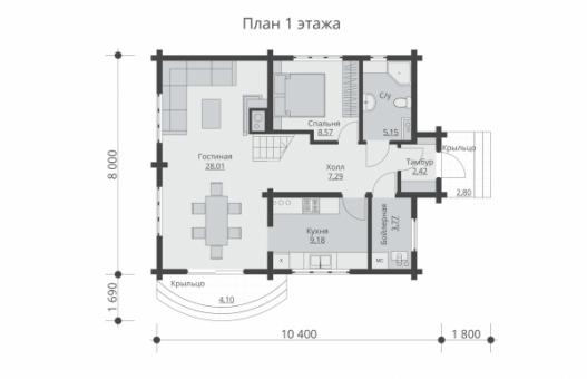 Одноэтажный дом с мансардой и и балконом